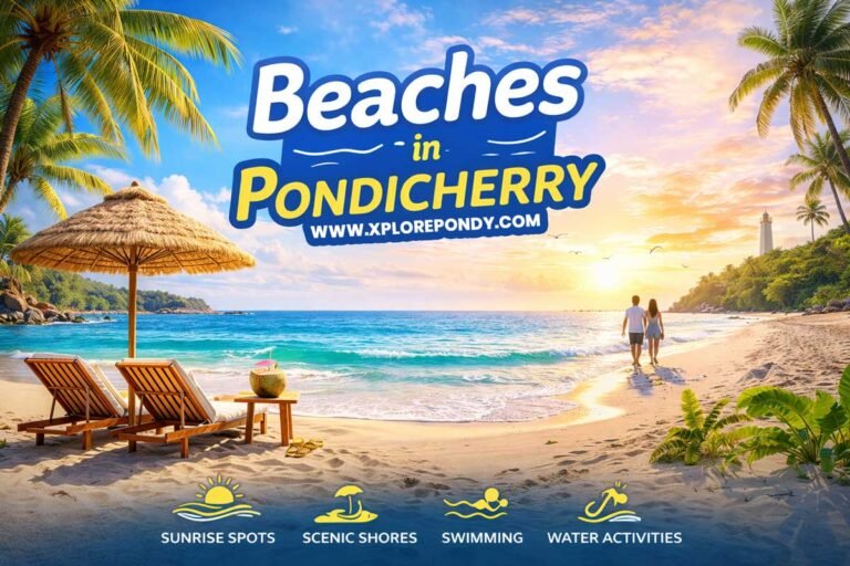 Beaches of Pondicherry at sunset