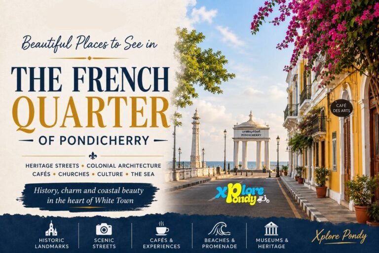 Beautiful French Quarter streets and colonial architecture in Pondicherry